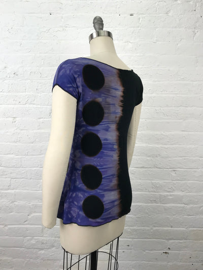 Elegant Shibori Dyed Fitted Candy Top in Grape Hyacinth Eclipse - back view