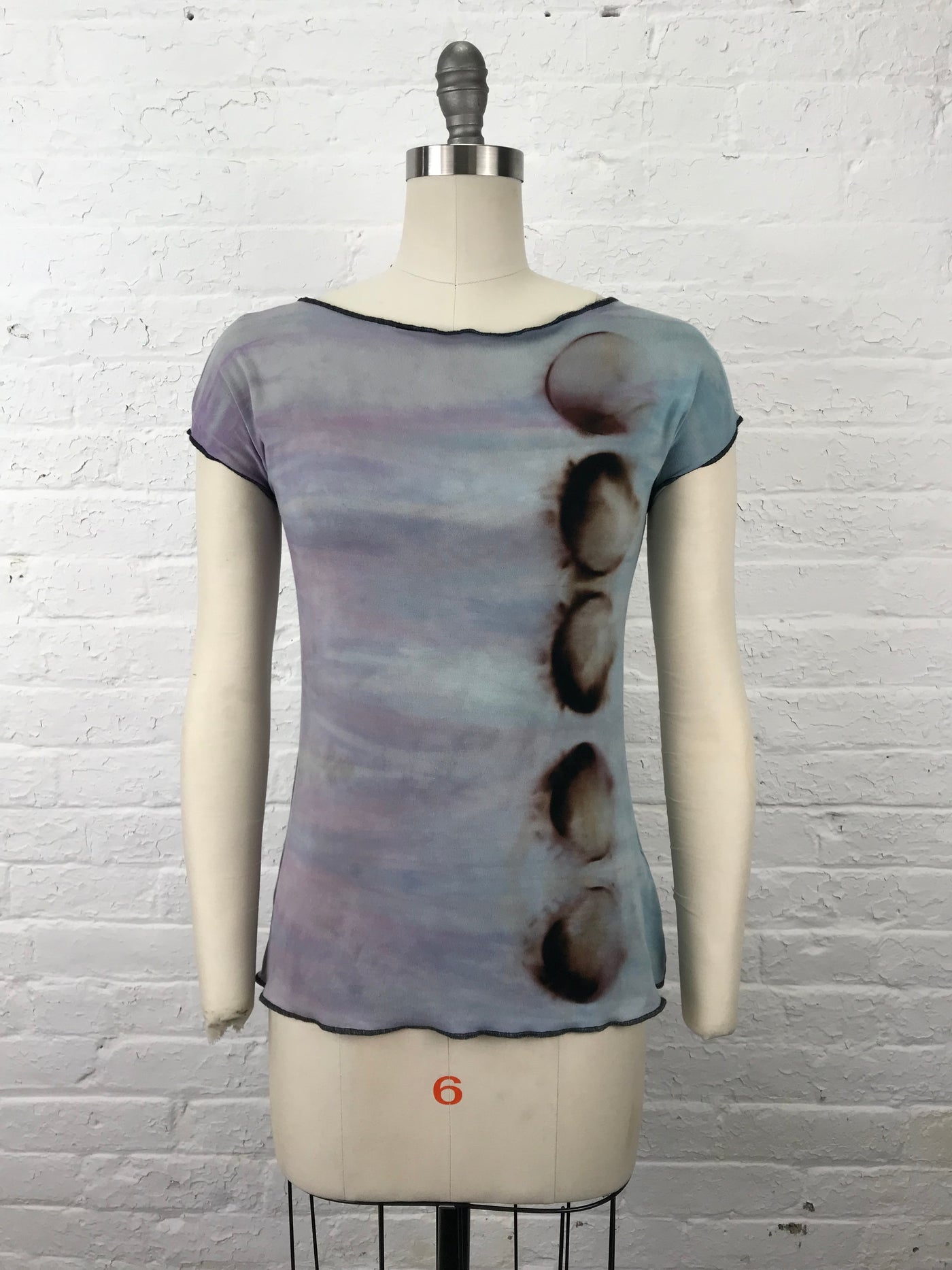 Elegant Shibori Dyed Fitted Candy Top in Opal Sky Eclipse - front view