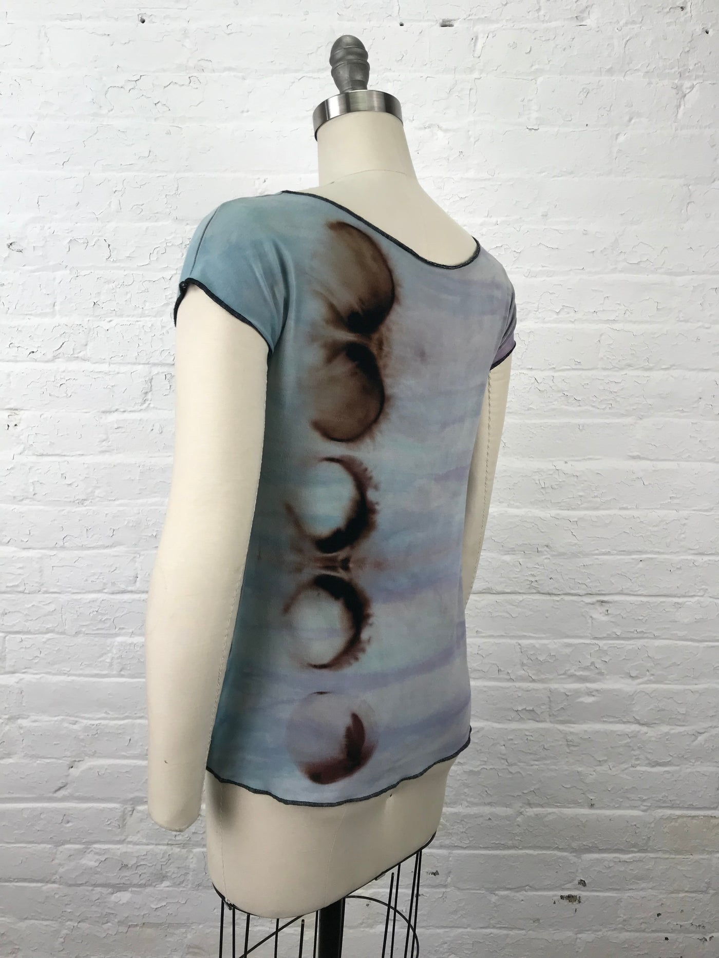 Elegant Shibori Dyed Fitted Candy Top in Opal Sky Eclipse - back view