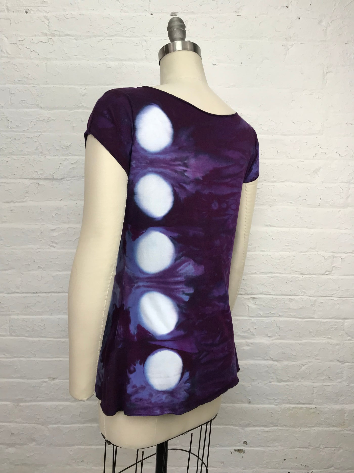 Elegant Shibori Dyed Fitted Candy Top in Eggplant Eclipse - back view