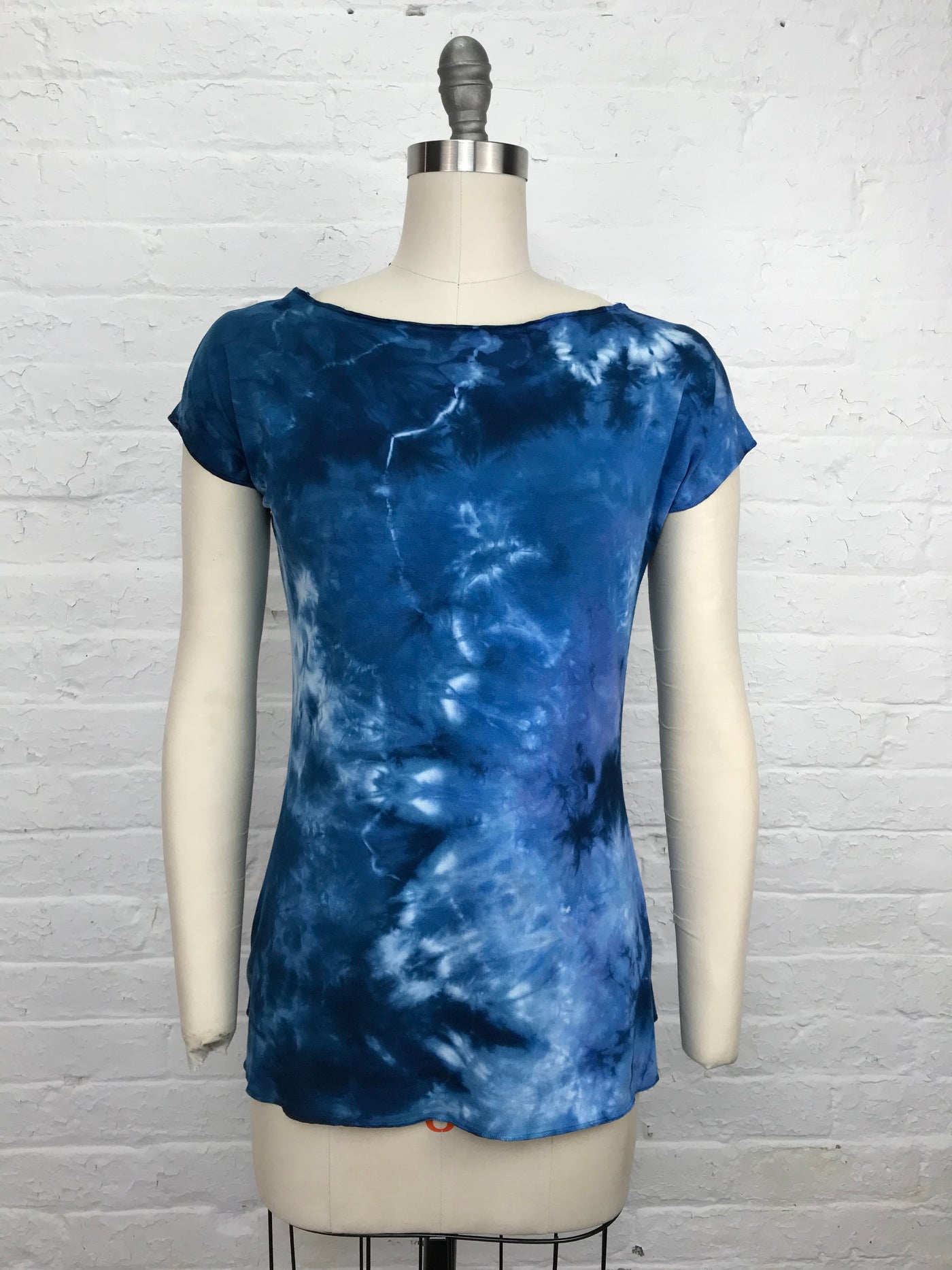 Elegant Shibori Dyed Fitted Candy Top in Big Sky Tangle - front view