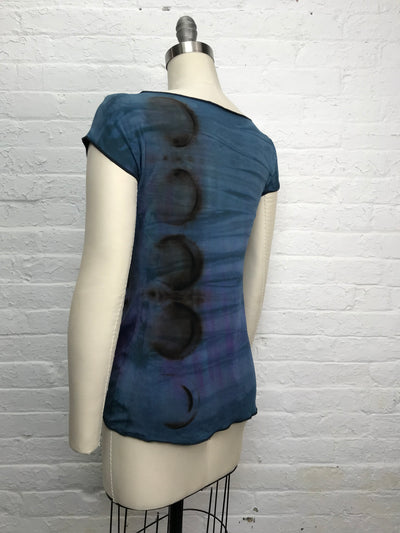 Elegant Shibori Dyed Fitted Candy Top in Blueberry Reflection Eclipse - back view