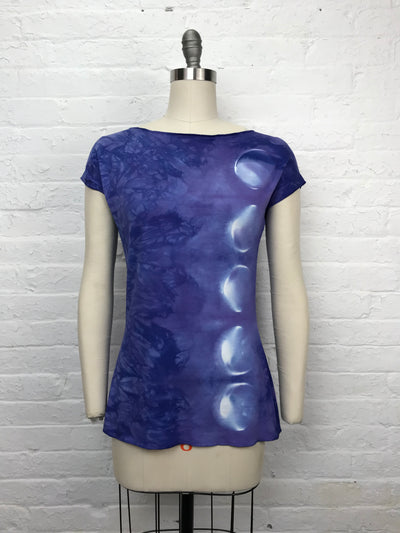Elegant Shibori Dyed Fitted Candy Top in Morning Glory Eclipse - front view