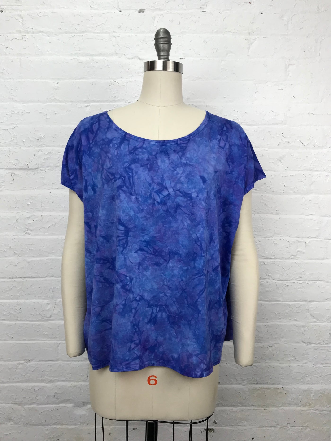 Loose Fitting Oversized Hand Dyed Elsie Top in Morning Glory Variegated - front view