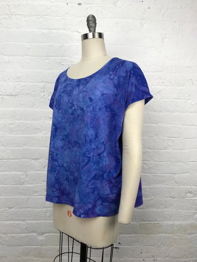 Loose Fitting Oversized Hand Dyed Elsie Top in Morning Glory Variegated - side view