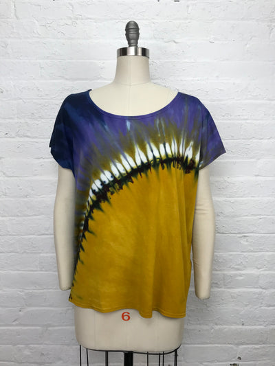 Loose Fitting Oversized Hand Dyed Elsie Top in Kalahari Sunrise - front view