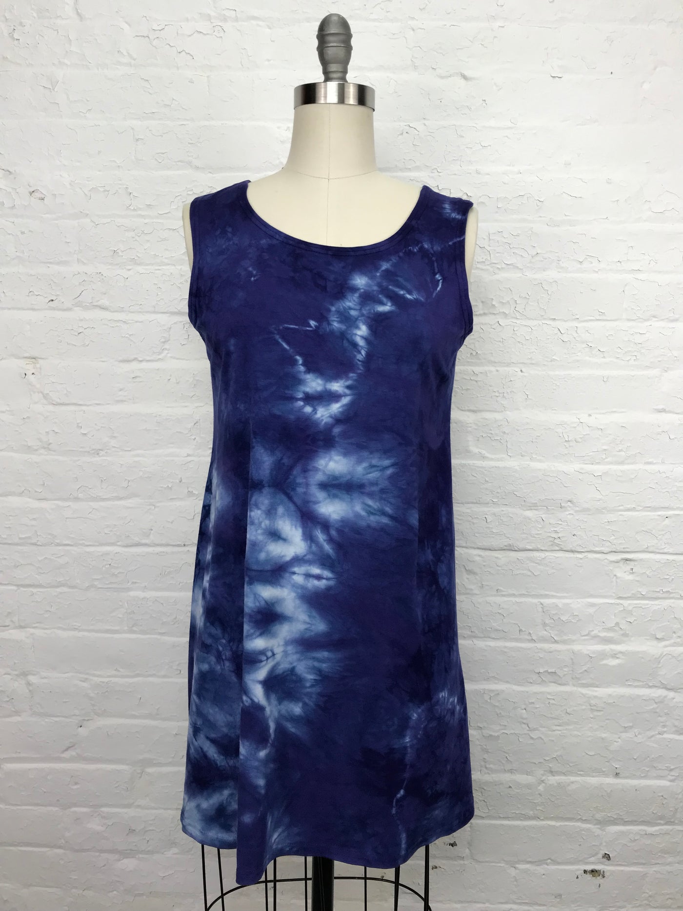 Eileen Mini Tank Tunic in Royal Navy Tangle - front view