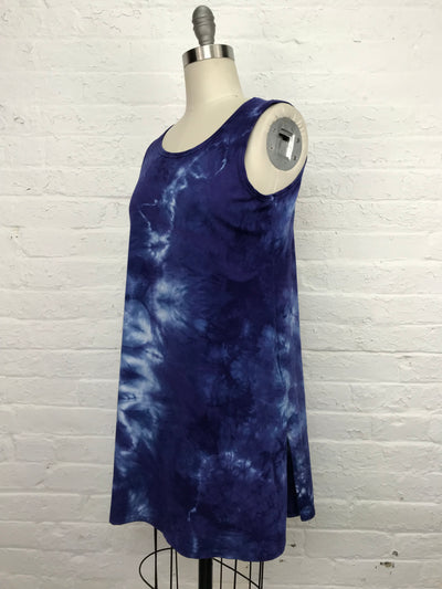 Eileen Mini Tank Tunic in Royal Navy Tangle - side view