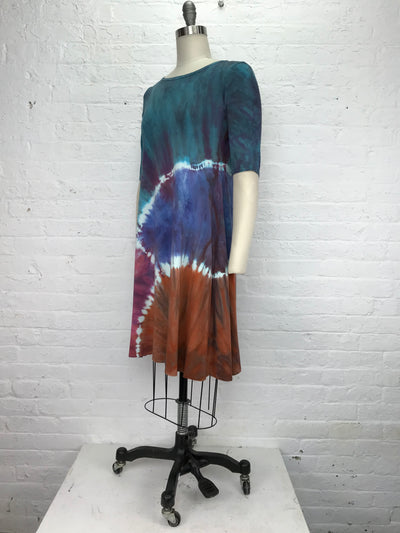 Lucille Dress in Colorful Clouds Rising - side view