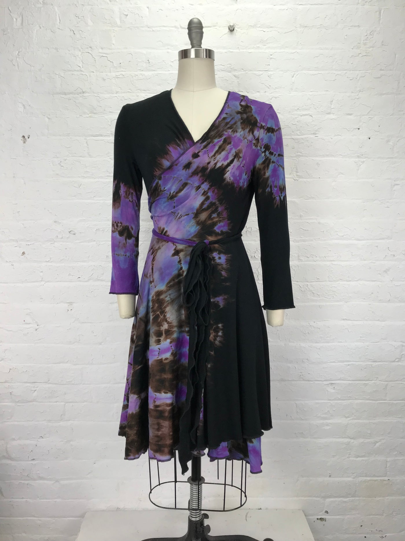 Flamenco Wrap Dress in Violet Spiderwebs - Large - front view