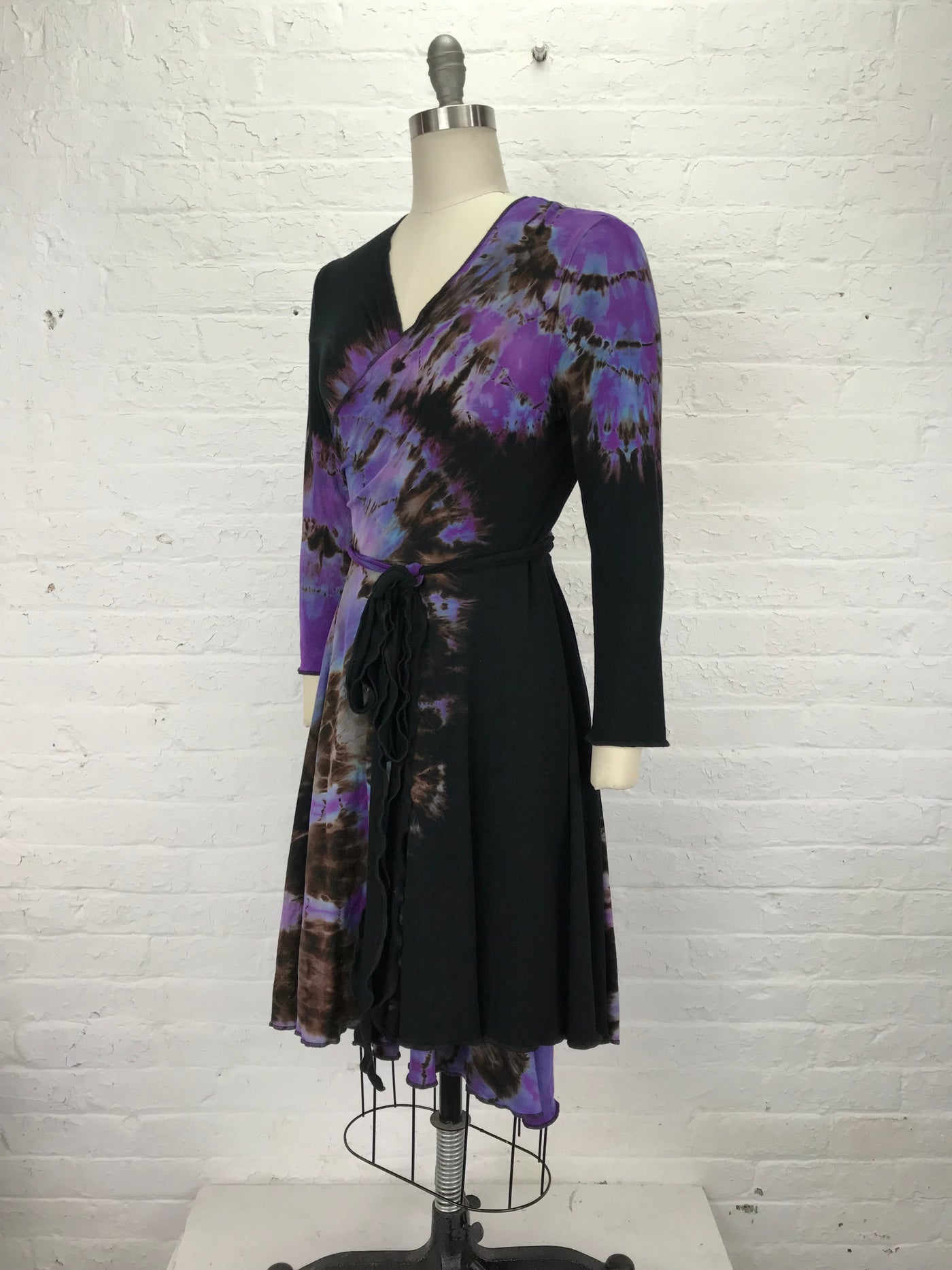 Flamenco Wrap Dress in Violet Spiderwebs - Large - side view