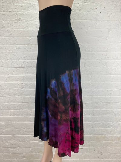 Farrah Flared Maxi Skirt in Violet and Magenta Medallion - side view