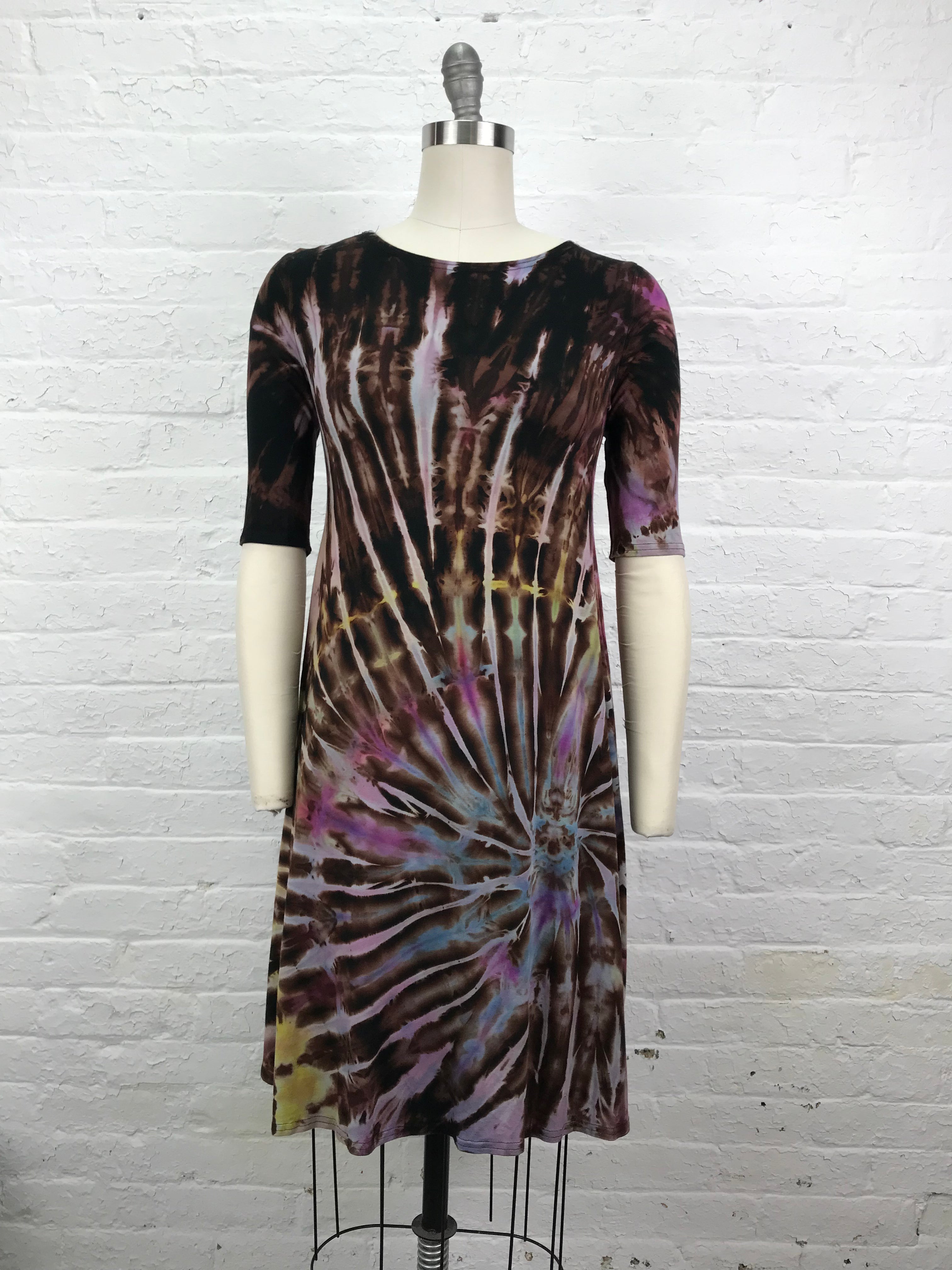 Sustainably chic elegant tie dye dress by Moon Tide Dyers – Cloud Candy